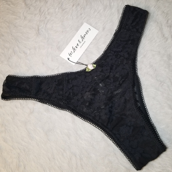 For Love and Lemons Black Lou Lace Thong Panty NWT - Picture 5 of 8